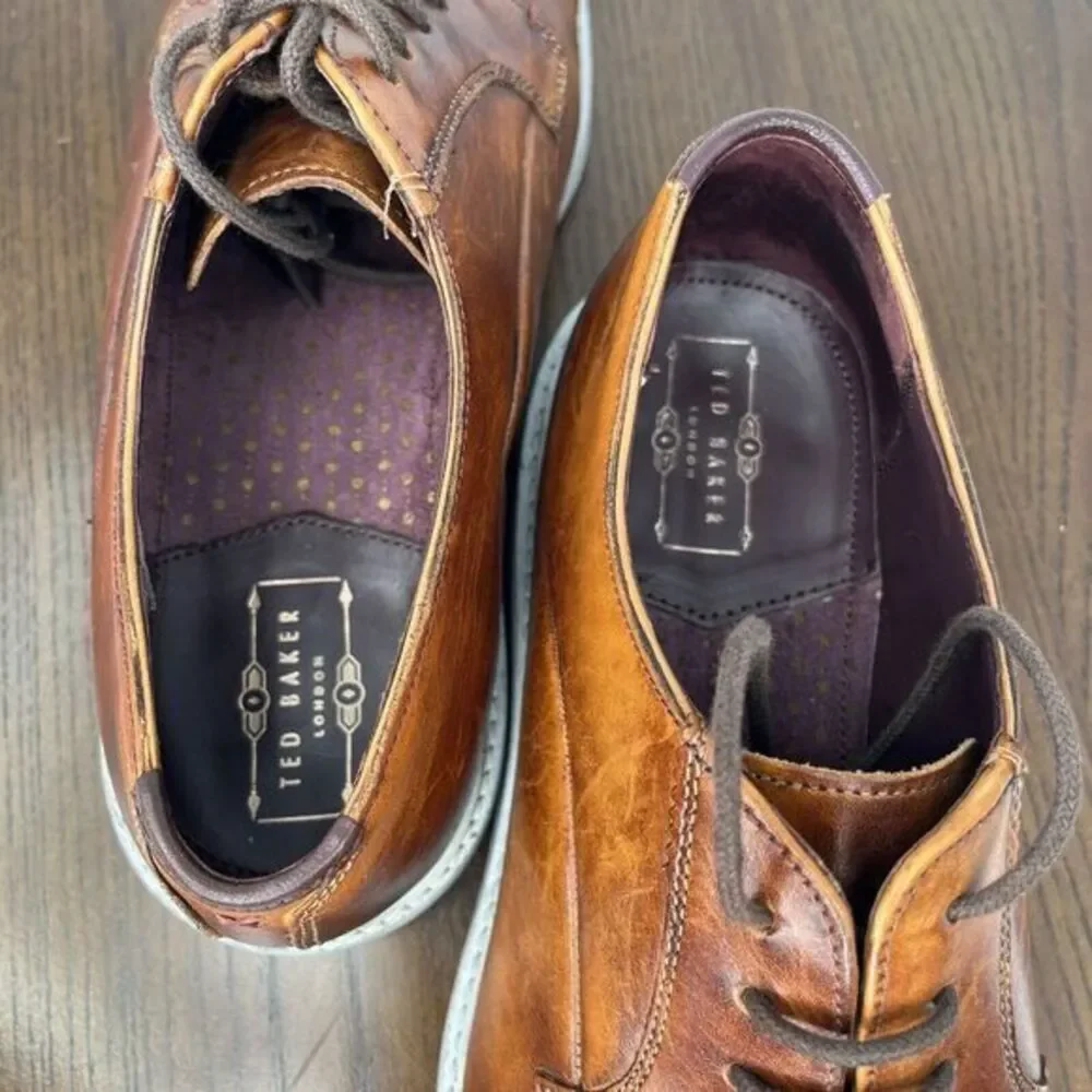 Ted Baker Aokii 2 Derby‎ Shoes Men's 9 Brown Leather Oxford Left 9 # Right 9.5